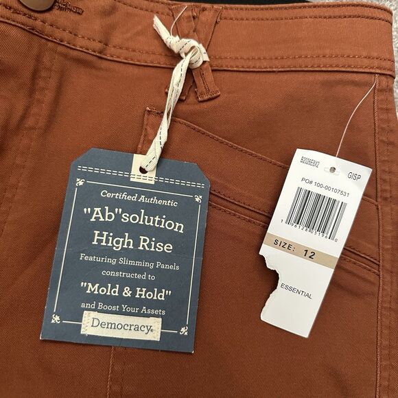 Democracy Ab Solution Cargo Utility Pants 12 Dark Orange High Rise Shaping Chic - Picture 3 of 12